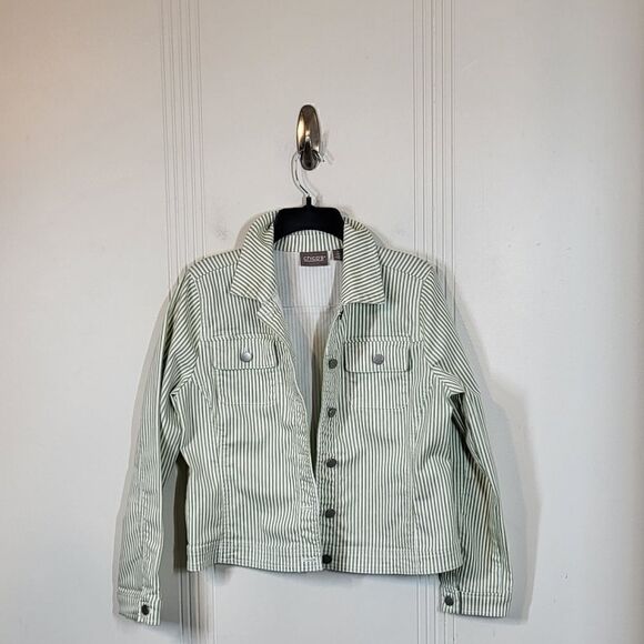 Chico's Striped Green & White Jacket - Picture 5 of 13